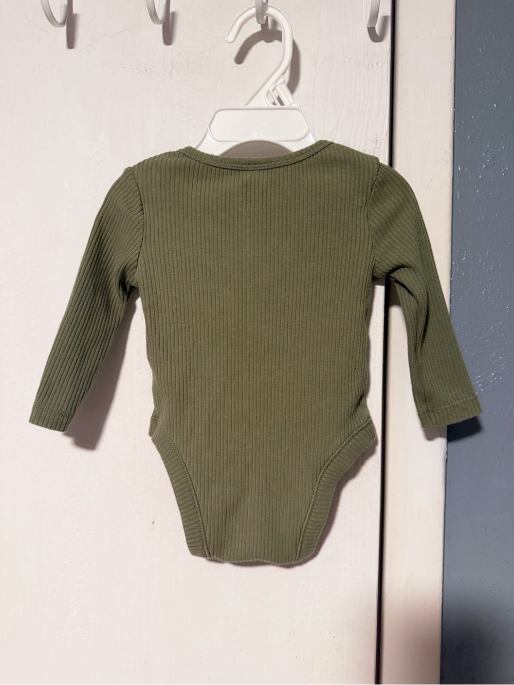 Old Navy Olive Ribbed Long-Sleeve Baby One-Piece - Picture 3 of 5